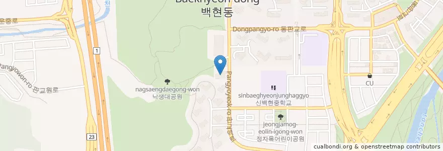 Mapa de ubicacion de 분당흰돌교회 en 대한민국, 경기도, 분당구.