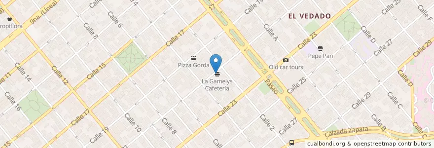 Mapa de ubicacion de La Gamelys Cafetería en Cuba, La Habana, Plaza De La Revolución.