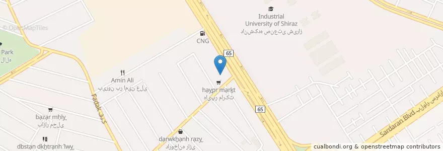 Mapa de ubicacion de دبستان بعثت en İran, Fars Eyaleti, شهرستان شیراز, بخش مرکزی, شیراز.
