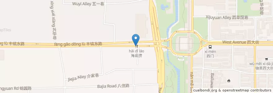 Mapa de ubicacion de 海底捞 en 中国, 陕西省, 西安市, 莲湖区.