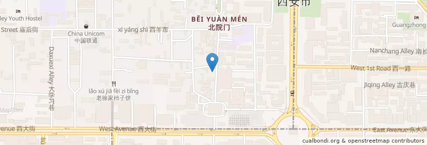 Mapa de ubicacion de 老海家泡馍 en چین, شاآنشی, 西安市, 莲湖区 (Lianhu).