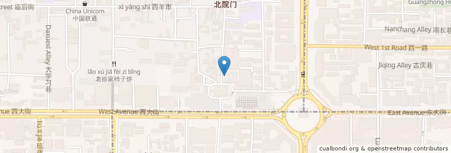 Mapa de ubicacion de 孙家老铺肉夹馍 en 중국, 산시성, 西安市, 莲湖区 (Lianhu).