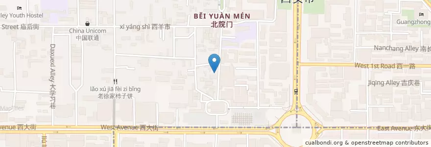 Mapa de ubicacion de 红红酸菜炒米 en 中国, 陝西省, 西安市, 莲湖区 (Lianhu).