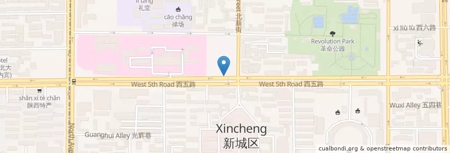 Mapa de ubicacion de 小六汤包 en Cina, Shaanxi, 西安市, 新城区 (Xincheng).