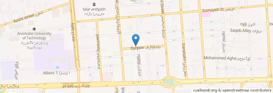 Mapa de ubicacion de دانشکده معماری و شهرسازی en イラン, テヘラン, شهرستان تهران, テヘラン, بخش مرکزی شهرستان تهران.