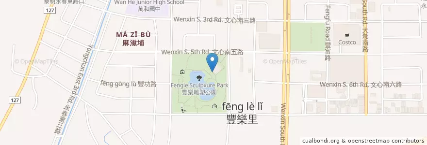Mapa de ubicacion de 豐樂公園廁所 en Taiwán, Taichung, 南屯區.