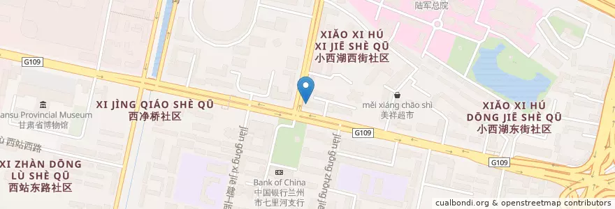 Mapa de ubicacion de 兰州市七里河区政府 en Китай, Ганьсу, Ланьчжоу, 七里河区, 西湖街道.