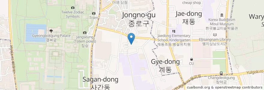 Mapa de ubicacion de 먹쉬돈나 en Corea Del Sur, Seúl, 종로구, 삼청동, 종로1·2·3·4가동.
