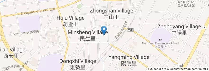 Mapa de ubicacion de 素芬芳素食 en Taiwan, Taichung, Fengyuan.
