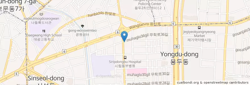 Mapa de ubicacion de ナジョンスンハルメチュクミ en 大韓民国, ソウル, 東大門区, 용신동.
