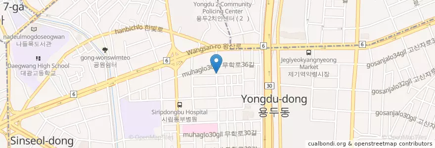 Mapa de ubicacion de 용두동 주꾸미 en Güney Kore, Seul, 동대문구, 용신동.