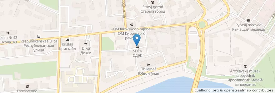 Mapa de ubicacion de СДЭК en Russland, Föderationskreis Zentralrussland, Oblast Jaroslawl, Ярославский Район, Городской Округ Ярославль.