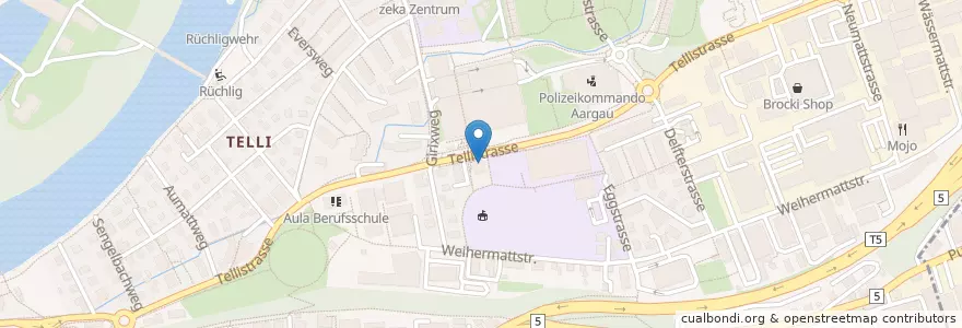 Mapa de ubicacion de Kleintierpraxis VETtrust en Switzerland, Aargau, Bezirk Aarau, Aarau.