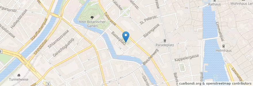 Mapa de ubicacion de Hugo's Biergarten en Switzerland, Zürich, Bezirk Zürich, Zürich.