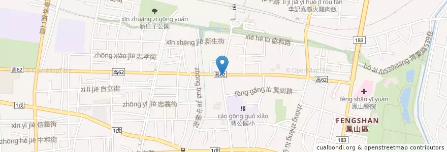 Mapa de ubicacion de 新華田內科診所 en 타이완, 가오슝시, 펑산구.