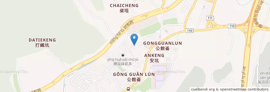 Mapa de ubicacion de 下港人湘粵小館 en 台湾, 新北市, 新店区.