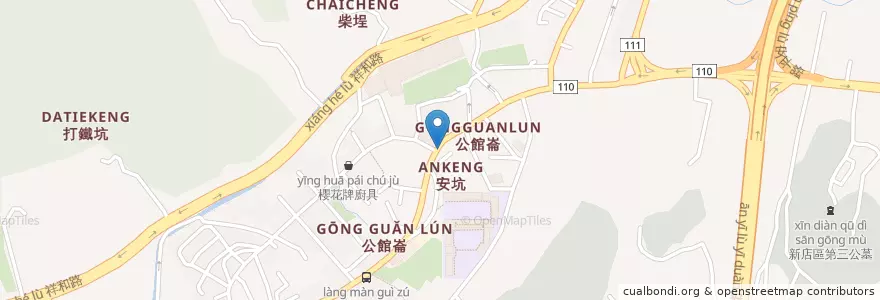 Mapa de ubicacion de 三媽臭臭鍋 en تایوان, 新北市, 新店區.