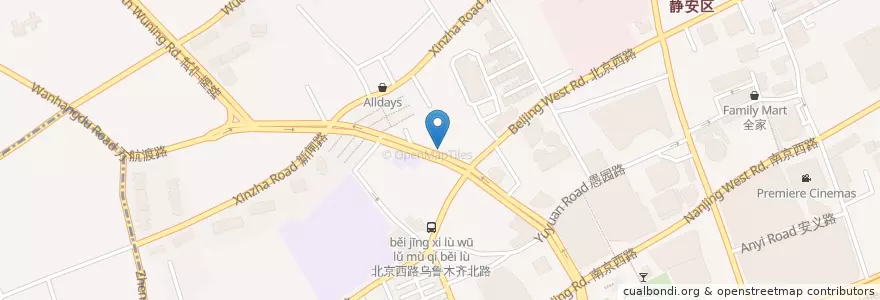 Mapa de ubicacion de 一笼虾饺 en China, Xangai, Jing'an.