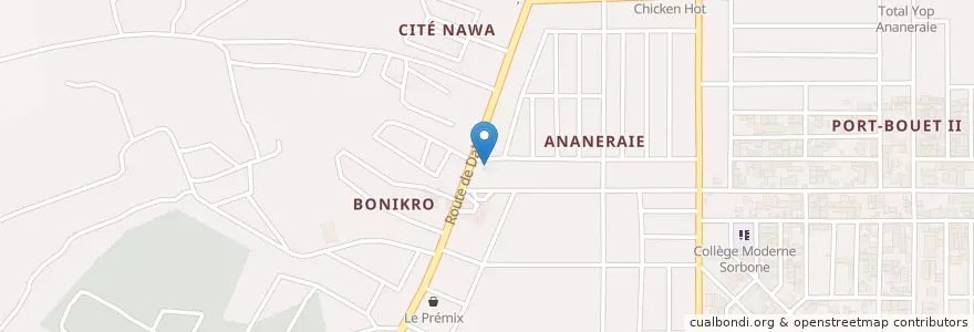 Mapa de ubicacion de Pharmacie Alicia en Ivoorkust, Abidjan, Yopougon.