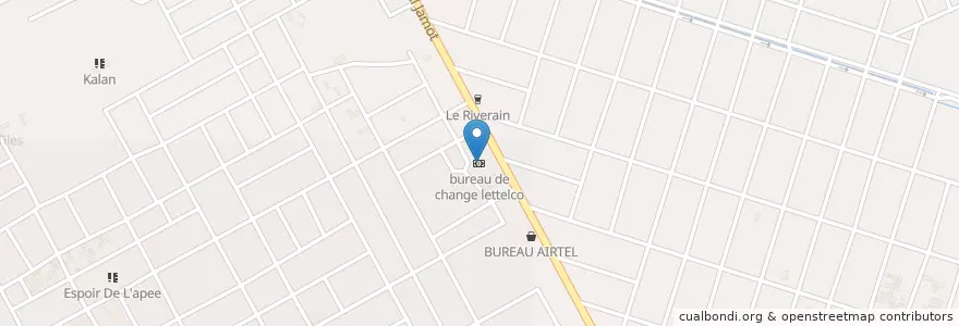 Mapa de ubicacion de bureau de change lettelco en Burkina Faso, Hauts-Bassins, Houet.