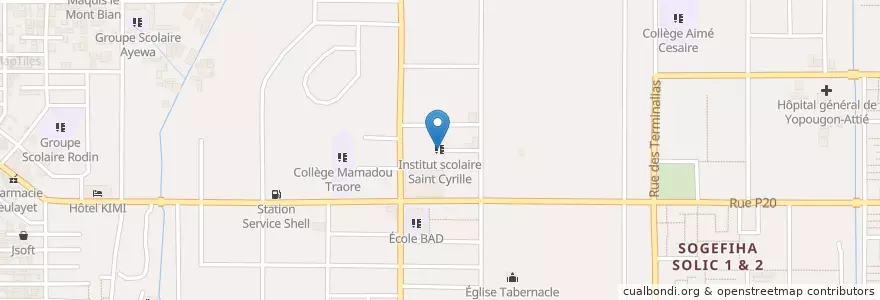 Mapa de ubicacion de Institut scolaire Saint Cyrille en Кот-Д’Ивуар, Абиджан, Yopougon.