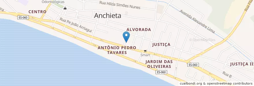 Mapa de ubicacion de Salão do Reino das Testemunhas de Jeová en Brasil, Região Sudeste, Espírito Santo, Microrregião Guarapari, Região Geográfica Intermediária De Vitória, Anchieta.