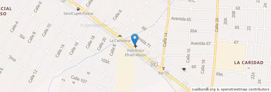 Mapa de ubicacion de Policlínico Efraín Mayor en 쿠바, La Habana, Cotorro.