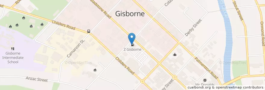 Mapa de ubicacion de Z Gisborne en Nouvelle-Zélande, Gisborne.