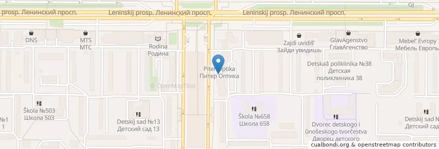 Mapa de ubicacion de Промсвязьбанк en Russland, Föderationskreis Nordwest, Oblast Leningrad, Sankt Petersburg, Кировский Район, Округ Княжево.