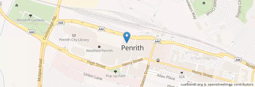 Mapa de ubicacion de Hoyts en 오스트레일리아, New South Wales, 시드니, Penrith City Council.