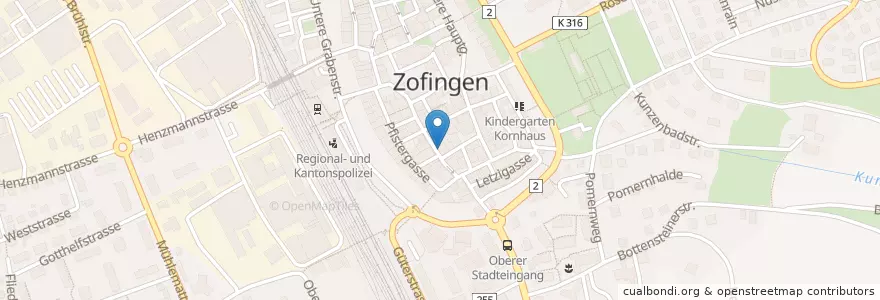 Mapa de ubicacion de Key 69 en Швейцария, Аргау, Bezirk Zofingen, Zofingen.
