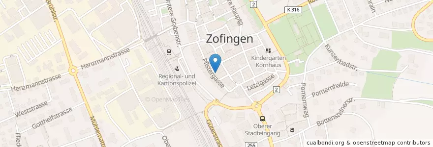 Mapa de ubicacion de Pub You en سويسرا, Aargau, Bezirk Zofingen, Zofingen.
