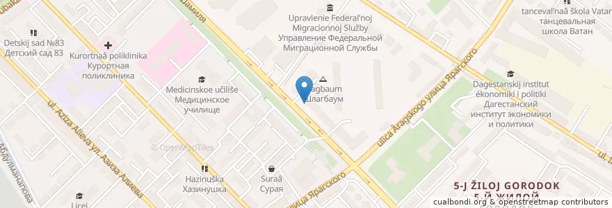 Mapa de ubicacion de Юнистрим en روسيا, منطقة شمال القوقاز الفيدرالية, Дагестан, Городской Округ Махачкала.