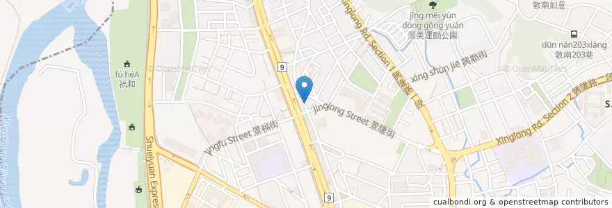 Mapa de ubicacion de 景隆十四小吃 en تايوان, تايبيه الجديدة, تايبيه, 文山區.