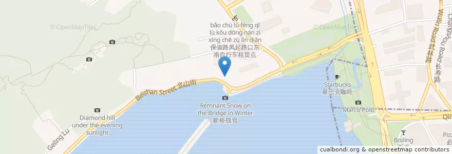 Mapa de ubicacion de Starbucks en 中国, 浙江省, 杭州市, 西湖区, 北山街道.