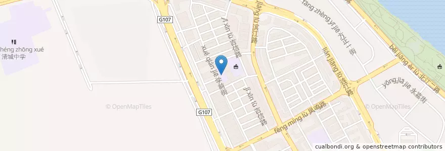 Mapa de ubicacion de 凤鸣小学 en Çin, Guangdong, 清远市 (Qingyuan), 清城区 (Qingcheng), 洲心街办.