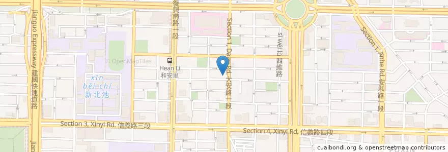 Mapa de ubicacion de 舒旅築旅 en تايوان, تايبيه الجديدة, تايبيه, 大安區.