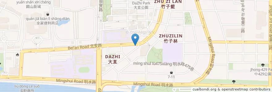 Mapa de ubicacion de 高雄黑輪大王 en 台湾, 新北市, 台北市, 中山区.