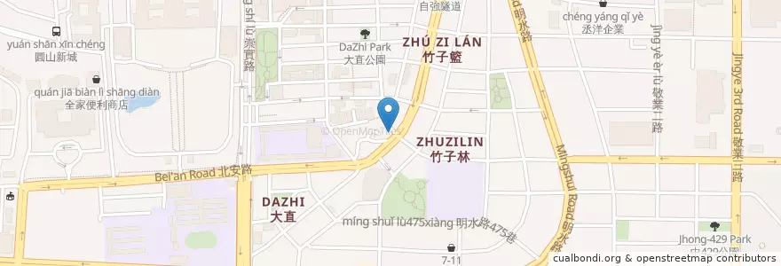 Mapa de ubicacion de 山西刀削麵 en تایوان, 新北市, تایپه, 中山區.