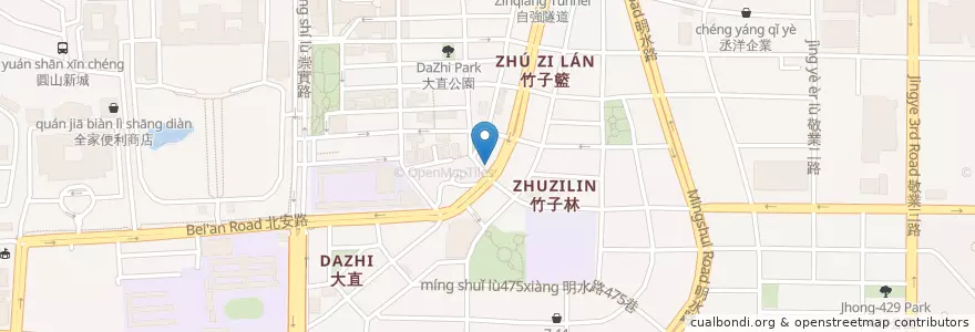 Mapa de ubicacion de 大直粥品 en تایوان, 新北市, تایپه, 中山區.
