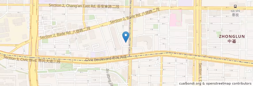 Mapa de ubicacion de 第一商業銀行 en تايوان, تايبيه الجديدة, تايبيه, 中山區.