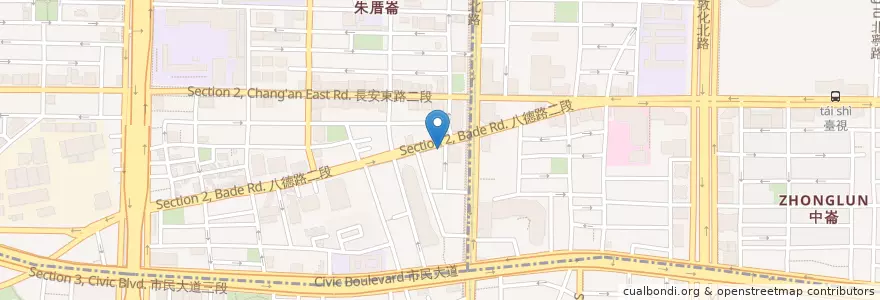 Mapa de ubicacion de 醉紅樓潮州菜館 en تايوان, تايبيه الجديدة, تايبيه, 中山區.