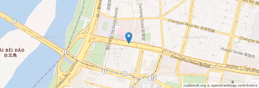 Mapa de ubicacion de 市民大道停車場塔城段 en 臺灣, 新北市, 臺北市.