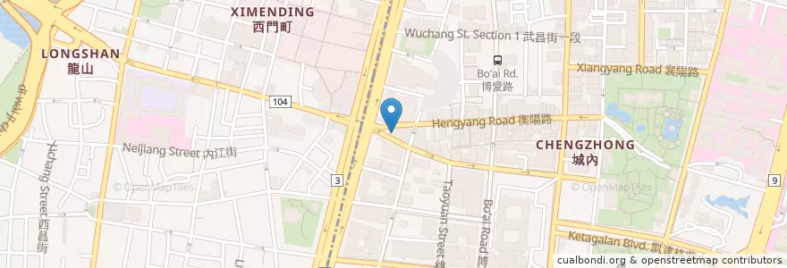 Mapa de ubicacion de 元大商業銀行 en تايوان, تايبيه الجديدة, تايبيه, 萬華區, 中正區.