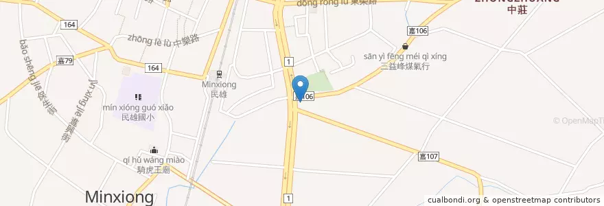 Mapa de ubicacion de 福懋加油站 en Taiwán, Provincia De Taiwán, Condado De Chiayi, 民雄鄉.