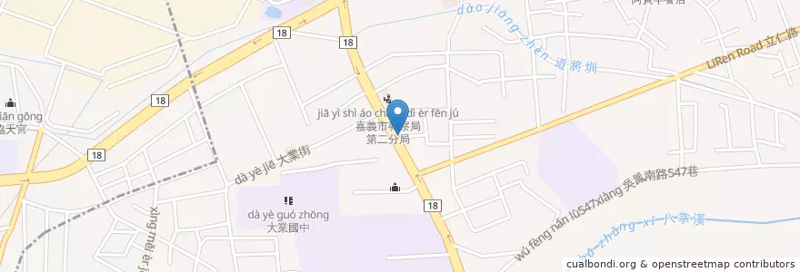 Mapa de ubicacion de 真北平餐廳 en Taiwan, Taiwan Province, Chiayi, Chiayi County, East District.