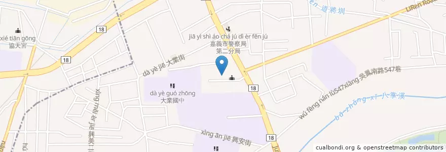 Mapa de ubicacion de 天主堂 en تايوان, مقاطعة تايوان, شيا يي, مقاطعة شياي, 東區.