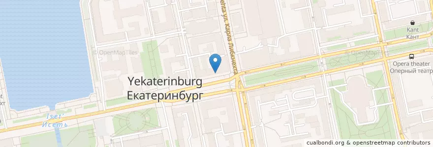 Mapa de ubicacion de Чебуречная mr.CHE en ロシア, ウラル連邦管区, スヴェルドロフスク州, エカテリンブルク管区.