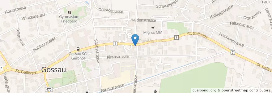 Mapa de ubicacion de Hirschen-Bar en Suíça, Sankt Gallen, Wahlkreis St. Gallen, Gossau (Sg).