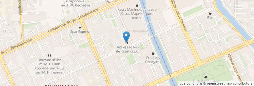 Mapa de ubicacion de Детский сад №6 en Russland, Föderationskreis Nordwest, Oblast Leningrad, Sankt Petersburg, Адмиралтейский Район.